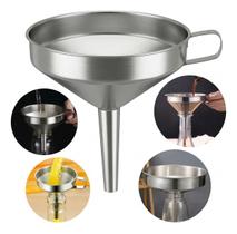 Funil De Cozinha Em Aço Inox Médio 12x12 Cm Com Alça Lateral Para Garrafas Óleo Azeite E Líquidos Mu Funil De Cozinha Em Aço Inox Médio 12x12 Cm Com Alça Lateral Para Garrafas Óleo Azeite E Líquidos Mu