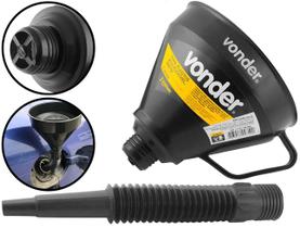 Funil Plástico Preto Bico Sanfonado Flexível C/ Peneira E Alça Uso Geral 160mm