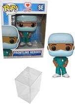 Funko Pop! Heróis: Trabalhador da linha de frente - Trabalhador hospitalar masculino 2 pacote com 1 Protetor de Caixa PopShield