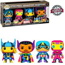 Funko Pop Marvel Black Light Captain America, Iron Man, Thor, Doctor Strange 4 Pack