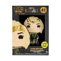 Funko Pop! Pin Marvel Loki Sylvie com Cape Glow in the Dark