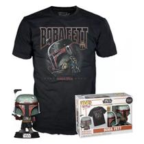 Funko pop star wars mandalorian boba fett + com camiseta