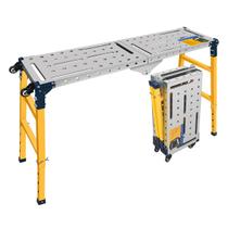 FUNTECK Plataforma de Trabalho Portátil Versátil em Aço e Mesa de Solda com Rodízios Tampo Galvanizado de 140 x 35 cm Capacidade de Carga de 500 kg Altura Ajustável
