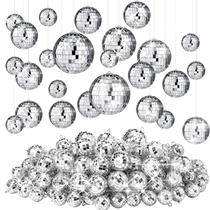 Funtery, 100 peças de bolas de discoteca penduradas em prata, de 3 a 10 cm