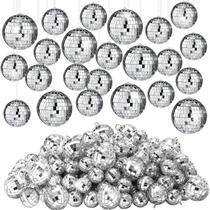 Funtery Hanging Disco Balls Bulk 100 unidades de prata de 3 cm e 5 cm