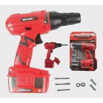 Furadeira De Brinquedo Kit Ferramenta Infantil Para Crianças Vermelha