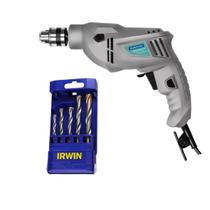 Furadeira De Impacto 10Mm 3/8 500W 220V + Kit Broca 5Pçs