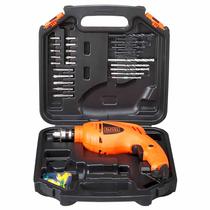 Furadeira de Impacto 3/8 (10mm) 550w Com Maleta E 50 Acessórios Black &amp Decker Hd400k50