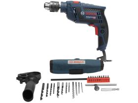 Furadeira de Impacto Bosch 650W Velocidade 1/2” - Variável Mandril GSB 13 RE Pro Com 23 Acessórios