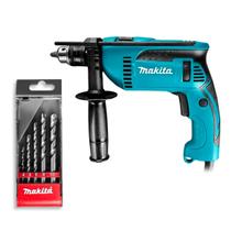 Furadeira de Impacto Elétrica HP1640 Com Jogo de Brocas Makita Com/Sem Maleta 13mm 1/2 760W 127V/220V Concreto Alvenaria Profissional