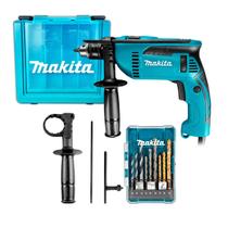 Furadeira de Impacto Elétrica HP1640 Com Jogo de Brocas Makita Com/Sem Maleta 13mm 1/2 760W 127V/220V Concreto Alvenaria Profissional
