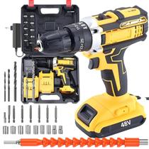 Furadeira De Impacto Parafusadeira Profissional Sem Fio Com Maleta Duas Baterias 48V Kit Completo Furadeira De Impacto Parafusadeira Profissional Sem Fio Com Maleta Duas Baterias 48V Kit Completo