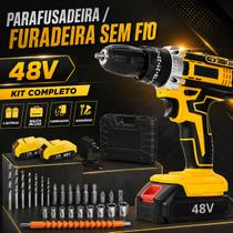 Furadeira De Impacto Parafusadeira Profissional Sem Fio Com Maleta Duas Baterias 48V Kit Completo Furadeira De Impacto Parafusadeira Profissional Sem Fio Com Maleta Duas Baterias 48V Kit Completo