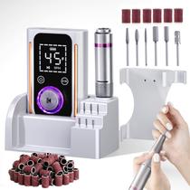 Furadeira de unhas Puriom Portable Electric 45000RPM branca com brocas