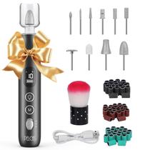 Furadeira de unhas sem fio PELCAS AOL05 de 10 velocidades com LED cinza claro
