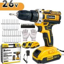Furadeira e Parafusadeira 2 Baterias sem Fio com Maleta 26V Yellow Furadeira e Parafusadeira 2 Baterias sem Fio com Maleta 26V Yellow