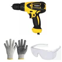 Furadeira E Parafusadeira 3/8'' Elétrica +Luva +Óculos Furadeira E Parafusadeira 3/8'' Elétrica +Luva +Óculos