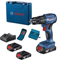 Furadeira e Parafusadeira com Motor Brushless Bosch 18v GSB 185-LI e 2 Baterias