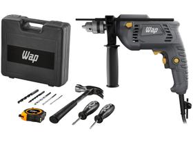 Furadeira e Parafusadeira de Impacto Wap 700W com Maleta 12 Peças WF 700K10