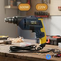 Furadeira e Parafusadeira Elétrica Profissional 600W 220V Mandril 10mm Velocidade Variável Reversível Impacto Hobby Oficina com Envio Imediato Full
