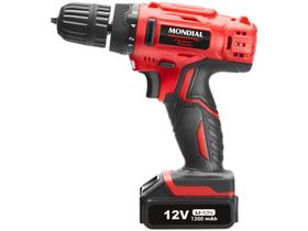 Furadeira e Parafusadeira Mondial a Bateria 12V com Maleta Power Tools FPF-06M