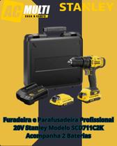Furadeira e Parafusadeira Profissional 20V Stanley Modelo SCD711C2K Acompanha 2 Baterias