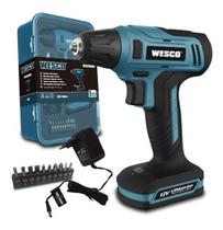 Furadeira E Parafusadeira Sem Fio - Wesco - Azul - 110V/220V