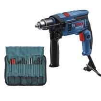Furadeira Impacto e Parafusadeira Bosch 750W com Kit 23 Acessórios 110V GSB 13 RE Profissional