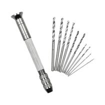 Furadeira Manual De Alumínio 1-3.5mm Com Mandril Sem Chave, 10 Peças De Brocas De Torção Mini Para