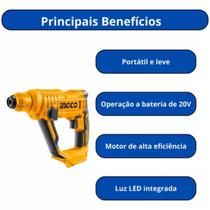 Furadeira Martelete 20V 1,5j CRHLI20168 INGCO NAO ACOMPANHA BATERIA