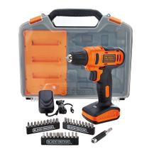 Furadeira Parafusadeira 3/8" 12V Íon Lítio com 31 Peças e Maleta Black+Decker Bivolt - LD12SC-BR