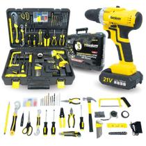 Furadeira Parafusadeira 3/8" a bateria 21V com kit 299 acessórios - 07610 - Titanium