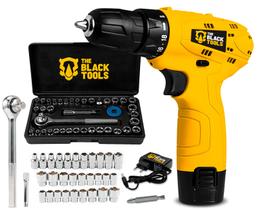 Furadeira Parafusadeira 3/8 Bateria 12v Bivolt Com Jogo De Soquete 40 Peças Furadeira Parafusadeira 3/8 Bateria 12v Bivolt Com Jogo De Soquete 40 Peças