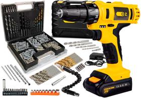 Furadeira Parafusadeira À Bateria 21v Bivolt + Kit 300 Peças