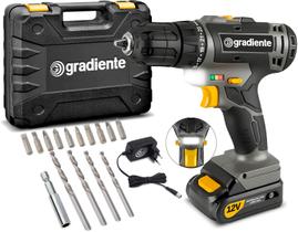 Furadeira Parafusadeira Bateria 12v Com Maleta E Acessórios Bivolt Gradiente Furadeira Parafusadeira Bateria 12v Com Maleta E Acessórios Bivolt Gradiente
