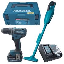 Furadeira Parafusadeira de Impacto 1/2" 18V DHP485RF1J Brushless + Aspirador DCL180Z MAKITA