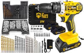 Furadeira Parafusadeira De Impacto 2 Baterias 3/8 Tb-21pkx Com Jogo De Brocas Bits E Buchas 300 Pçs