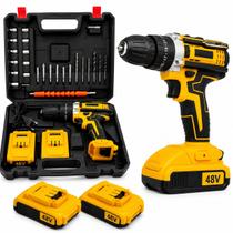 Furadeira Parafusadeira De Impacto 48V Profissional 2 Baterias Com Maleta Furadeira Parafusadeira De Impacto 48V Profissional 2 Baterias Com Maleta