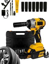 Furadeira Parafusadeira e Chave de Impacto 48V Brushless 2 Baterias 4.0Ah Kit Completo com Maleta Ferramenta Sem Fio Profissional Bivolt Potente