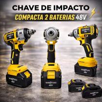 Furadeira Parafusadeira e Chave de Impacto 48V Brushless com 2 Baterias 4.0Ah + Maleta