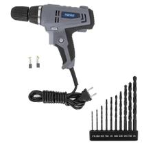 Furadeira Parafusadeira Elétrica TRE0013 Torkz e Kit de Brocas 10 Peças
