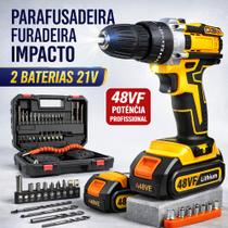 Furadeira Parafusadeira Impacto 48v Sem Fio 2 Baterias