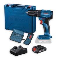 Furadeira Parafusadeira Impacto Bosch 18V GSB 185LI Sem Fio C/ Bateria Carregador e 23 Acessórios Madeira Aço Fixações Rápidas Montagens Instalação