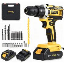 Furadeira Parafusadeira Impacto SparkBr AMGPR01 21V 26 Acessorios 2 Baterias Cm LED Maleta Profissional Recarregavel