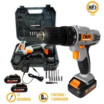 Furadeira Parafusadeira Maleta 13 Acessórios e 2 Baterias 12V FP12X2 NKF