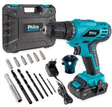 Furadeira Parafusadeira Sem Fio De 10mm Philco Ppf12m 12v + Acessório 110v/220v Furadeira Parafusadeira Sem Fio De 10mm Philco Ppf12m 12v + Acessório 110v/220v