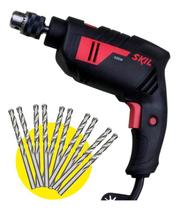 Furadeira Profissional 3/8 POL 550W 2 Velocidades c/ Impacto 6662 SKIL + Kit Brocas