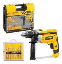 Furadeira reversível com impacto kit 14 pçs vonder fiv709n