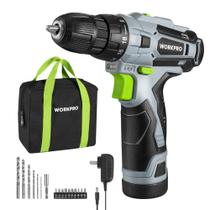 Furadeira sem fio WORKPRO 12V com carregador e bolsa