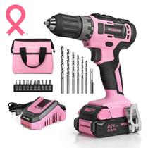 Furadeira sem fio WORKPRO 20V rosa 2.0Ah com carregador